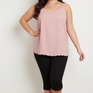 Scalloped Pink Sleeveless Blouse